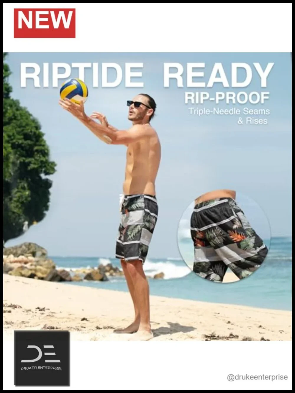 UPF 50 Quick Dry Swim Trunks with Pockets and Mesh Lining